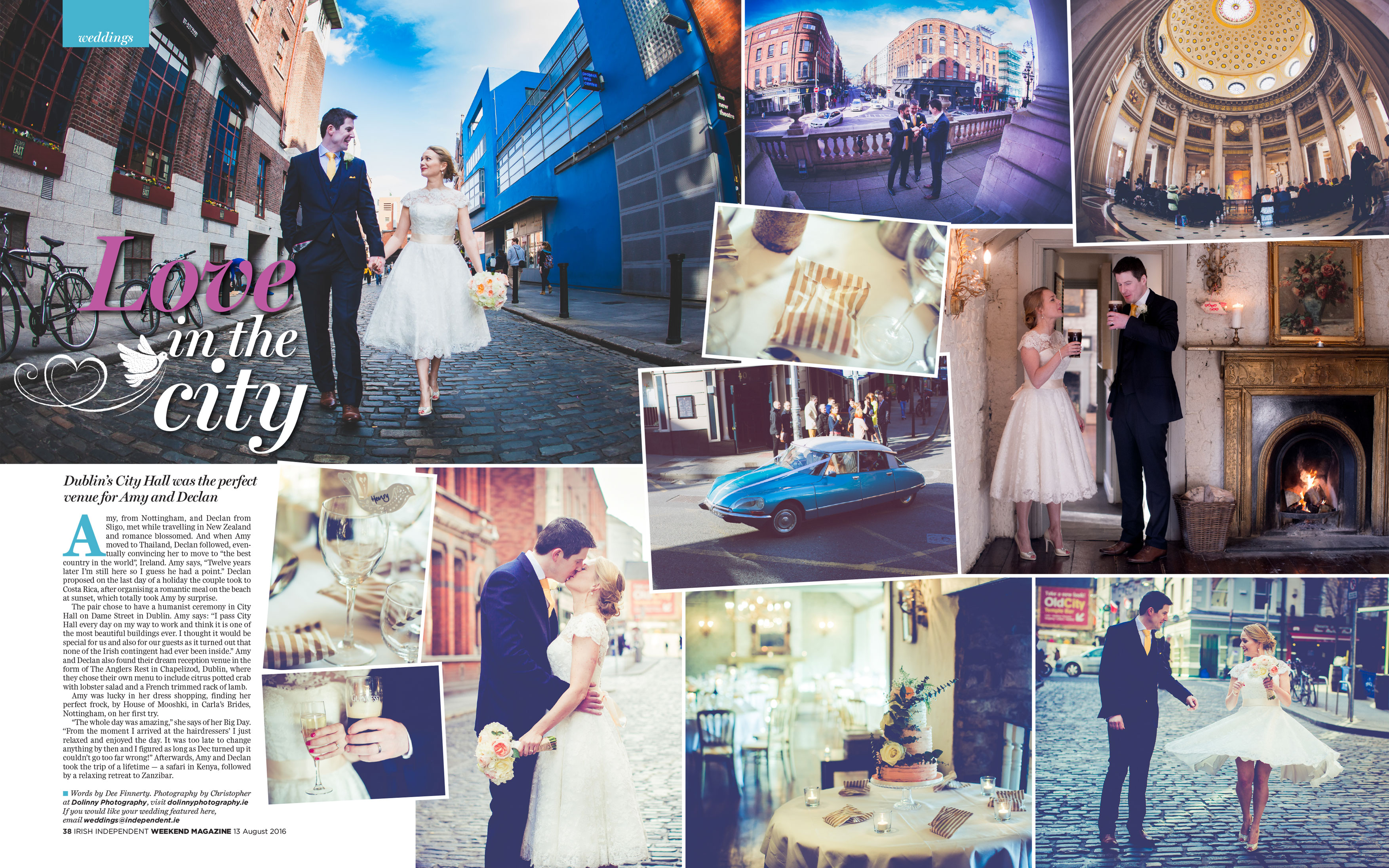 Wedding Photographer Dublin – Irish independent magazine featuring wedding of Amy & Declan